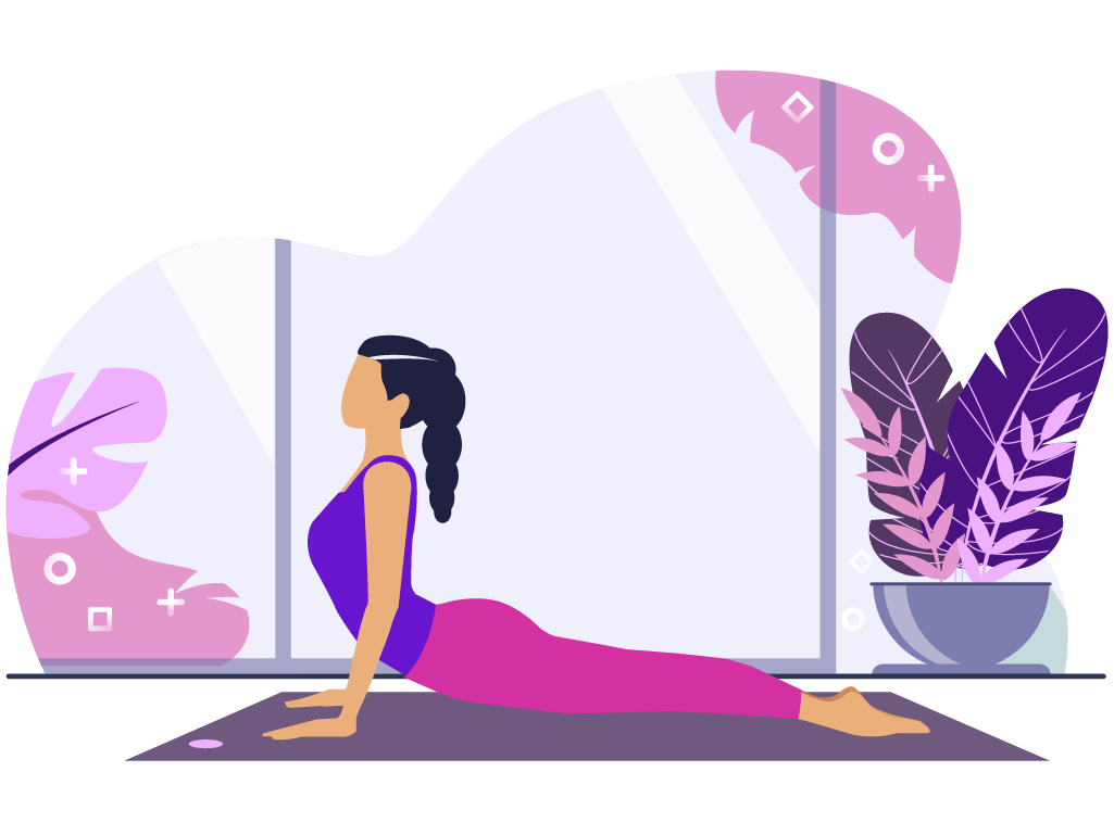 Ilustración de hero de mujer haciendo yoga